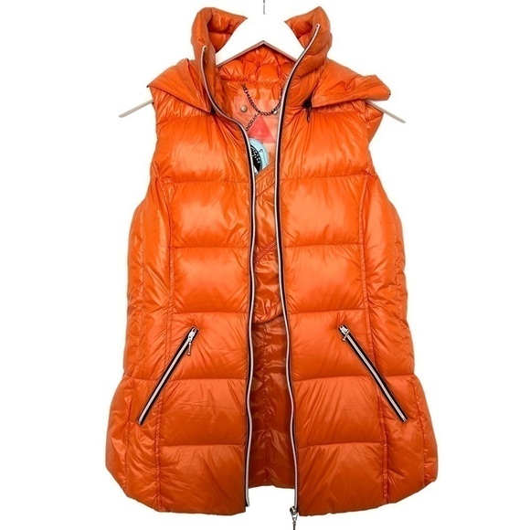 Anorak Short Hooded Quilted Vest in Burnt Orange Size S NEW - Picture 6 of 15